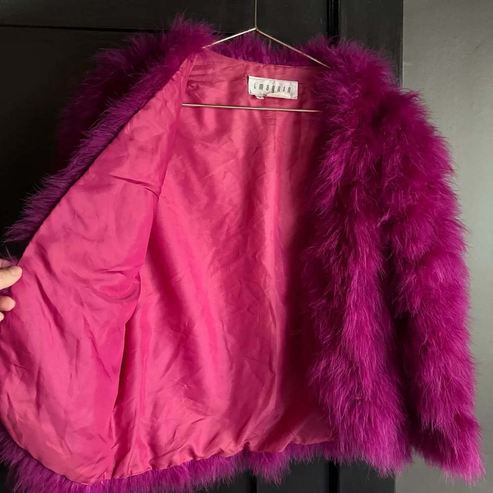 Fuchsia Feather Statement Jacket | Size 10 - Picture 4 of 9